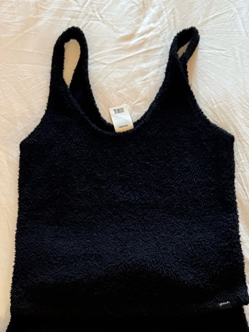 PINK Victoria's Secret Black Fuzzy Tank Top